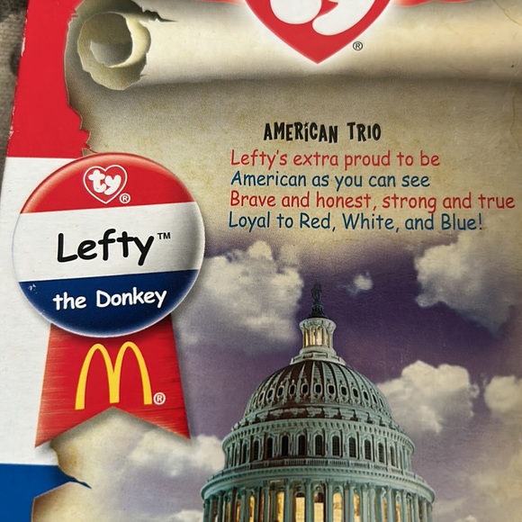 McDonalds Ty Teeny Beanie Baby Lefty Donkey from 2000. Collectors item. 🇺🇸 - Picture 2 of 4